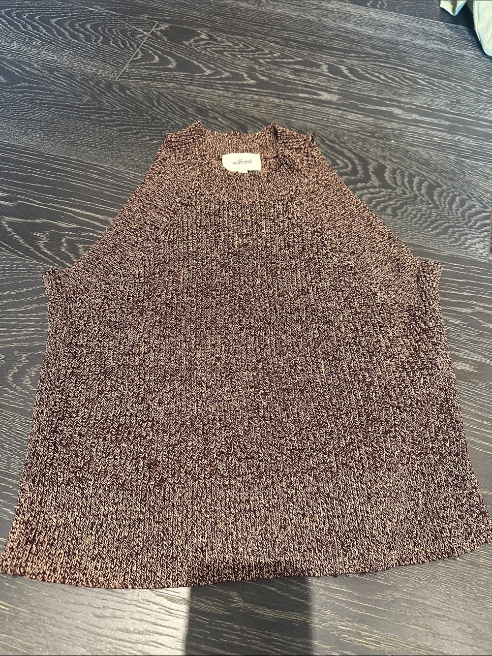 Wilfred Marled Brown Knit Tank Top